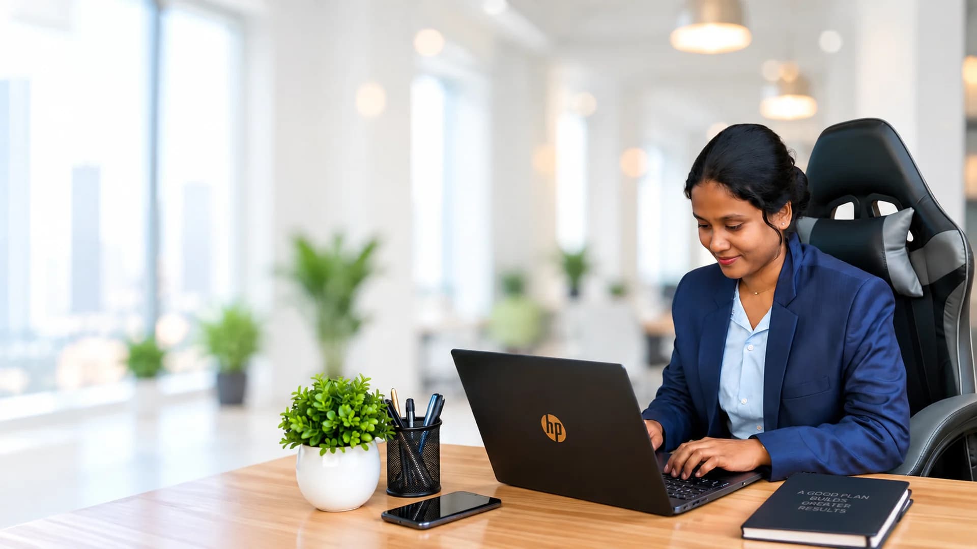 A finance professional working on a laptop